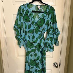 CAbi Derby Floral Wrap Dress size S